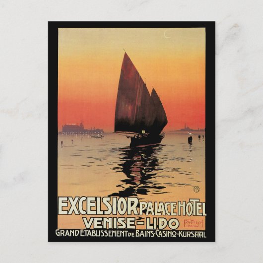 ヴィンテージトラベルボーツアットエクセルシオールパレスヴェニス ポストカード (正面)