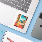 ヴィンテージトラベルポジターノイタリアレトロ風光明媚 シール (ノートパソコンとiPhone)