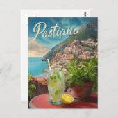 ヴィンテージトラベルポジターノイタリアレトロ風光明媚 ポストカード (正面/裏面)