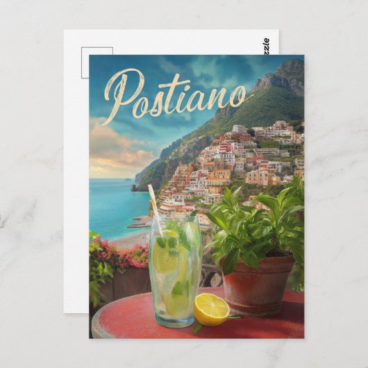 ヴィンテージトラベルポジターノイタリアレトロ風光明媚 ポストカード (正面/裏面)