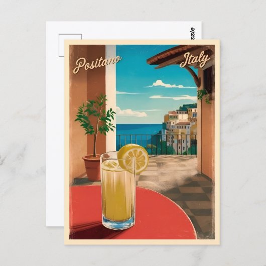 ヴィンテージトラベルポジターノイタリアレトロ風光明媚 ポストカード (正面/裏面)