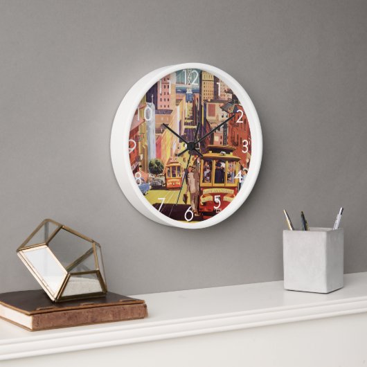 ヴィンテージトラベルポスターサンフランシスコケーブルカーズ 壁時計 (オフィス)