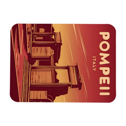 ヴィンテージトラベルポンペイイタリアレトログラフィック マグネット (横)