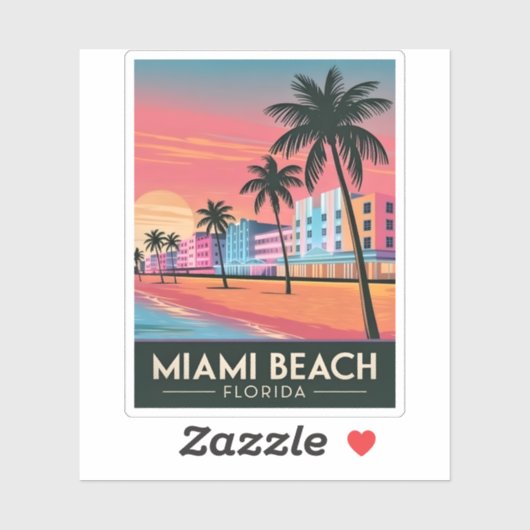 ヴィンテージトラベルマイアミビーチフロリダサンセットシーサイド シール (シート)