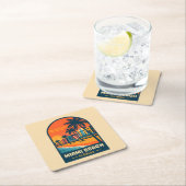 ヴィンテージトラベルマイアミビーチフロリダサンセットシーサイド スクエアペーパーコースター (インサイチュ)