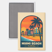ヴィンテージトラベルマイアミビーチフロリダサンセットシーサイド マグネット (正面/裏面)