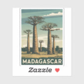 ヴィンテージトラベルマダガスカルバオバブツリーレトロ名勝 シール (シート)
