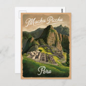ヴィンテージトラベルマチュピチュペルーレトログラフィック ポストカード (正面/裏面)