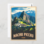 ヴィンテージトラベルマチュピチュペルーレトロ風景 ポストカード (正面/裏面)