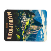 ヴィンテージトラベルマチュピチュペルーレトロ風景 マグネット (横)