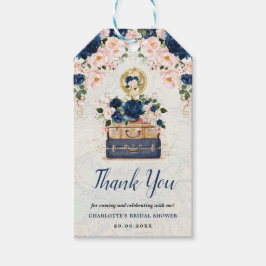 ヴィンテージトラベルマップネイビー赤面ブライダルシャワー ギフトタグ