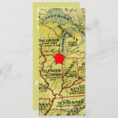 ヴィンテージトラベルマップ可動レッドスター招待状 招待状 (正面/裏面)