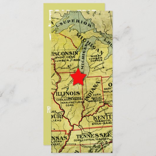 ヴィンテージトラベルマップ可動レッドスター招待状 招待状 (正面/裏面)