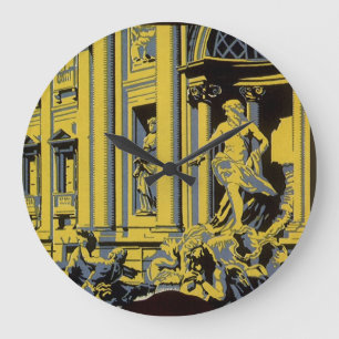 ヴィンテージトラベルマリニストランドホテル,ローマ,イタリア ラージ壁時計