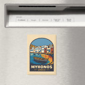 ヴィンテージトラベルミコノスギリシャ島シーサイドレトロ マグネット (インサイチュ (食洗機))