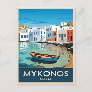 ヴィンテージトラベルミコノスギリシャ海辺の風景 ポストカード
