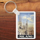 ヴィンテージトラベルミラノイタリアゴシック大聖堂ドゥオモ キーホルダー (正面)
