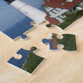 ヴィンテージトラベルメインライトハウスコラージュ日付 ジグソーパズル (側面)