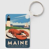 ヴィンテージトラベルメインロブスターシーフードレトロ風光明媚 キーホルダー (裏面)