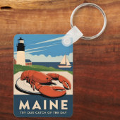 ヴィンテージトラベルメインロブスターシーフードレトロ風光明媚 キーホルダー (裏面)