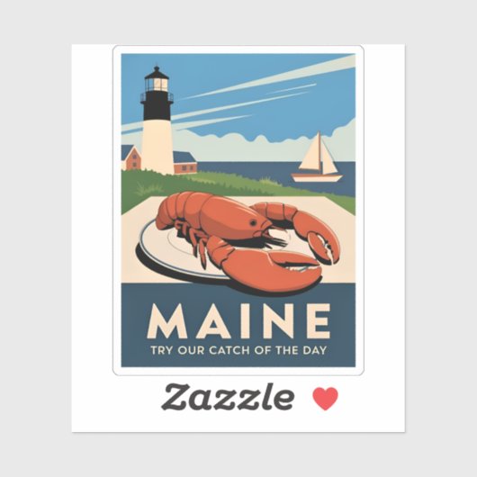 ヴィンテージトラベルメインロブスターシーフードレトロ風光明媚 シール (シート)