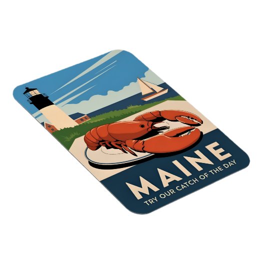 ヴィンテージトラベルメインロブスターシーフードレトロ風光明媚 マグネット (右側)