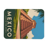 ヴィンテージトラベルメキシコピアステカラミッドレトログラフィック マグネット (横)