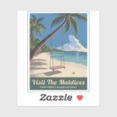 ヴィンテージトラベルモルディブアイランドシーサイド風光明媚 シール (シート)