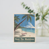 ヴィンテージトラベルモルディブアイランドシーサイド風光明媚 ポストカード (スタンド正面)