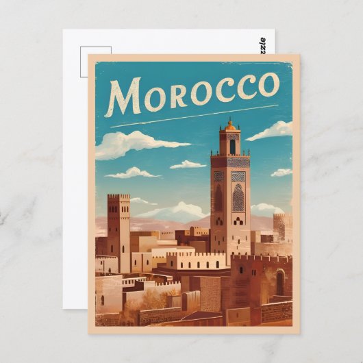 ヴィンテージトラベルモロッコ北アフリカレトロ風光明媚 ポストカード (正面/裏面)
