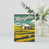 ヴィンテージトラベルモンゴリアユルトレトログラフィック ポストカード (スタンド正面)