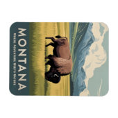 ヴィンテージトラベルモンタナバイソンワイルドライフレトロ風光明媚 マグネット (横)