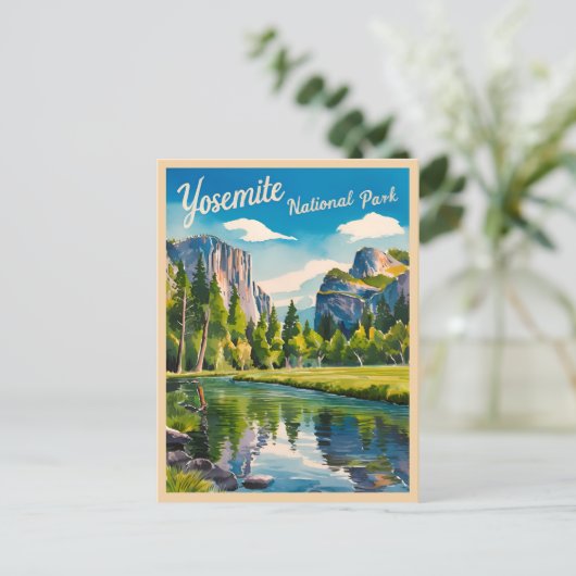 ヴィンテージトラベルヨセミテ国立公園カリフォルニア ポストカード (スタンド正面)