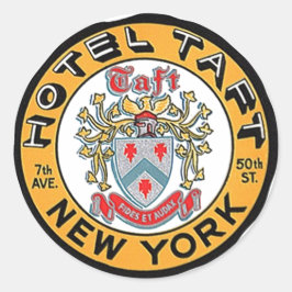 ヴィンテージトラベルラゲッジステッカーNYC NYホテルタフト ラウンドシール