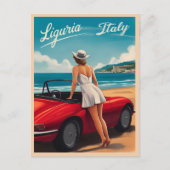 ヴィンテージトラベルリグーリアイタリアシーサイドレトロ風光明媚 ポストカード (正面)