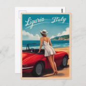 ヴィンテージトラベルリグーリアイタリアシーサイドレトロ風光明媚 ポストカード (正面/裏面)