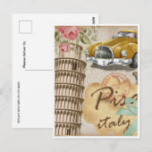 ヴィンテージトラベルリーニングタワーオブピサレトロ ポストカード (正面/裏面)