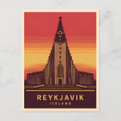 ヴィンテージトラベルレイキャビクアイスランドハーグリムスカークジャ ポストカード (正面)