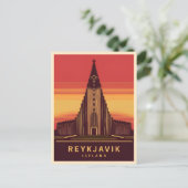 ヴィンテージトラベルレイキャビクアイスランドハーグリムスカークジャ ポストカード (スタンド正面)