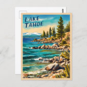 ヴィンテージトラベルレイクタホカリフォルニアレトロスタイル ポストカード (正面/裏面)