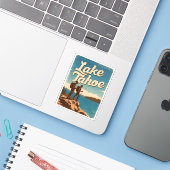 ヴィンテージトラベルレイクタホカリフォルニアレトロ風光明媚 シール (ノートパソコンとiPhone)