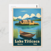 ヴィンテージトラベルレイクティカササウスアメリカ風光明媚 ポストカード (正面/裏面)