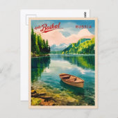ヴィンテージトラベルレイクバイカルロシアレトロ風光明媚 ポストカード (正面/裏面)