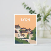 ヴィンテージトラベルレトロウォーターカラーリヨンフランス ポストカード (スタンド正面)