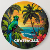 ヴィンテージトラベルレトログアテマラ 缶バッジ (正面)