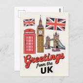 ヴィンテージトラベルロンドンイングランドブリティッシュアイコンズレトロ ポストカード (正面/裏面)