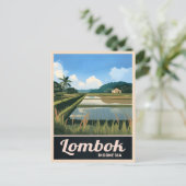 ヴィンテージトラベルロンボクインドネシアランドスケープ ポストカード (スタンド正面)
