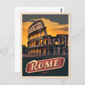 ヴィンテージトラベルローマイタリアコロッセウムレトロ風光明媚 ポストカード (正面/裏面)