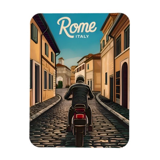 ヴィンテージトラベルローマイタリアレトログラフィック マグネット (縦)