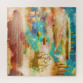 ヴィンテージトラベルワールドスカイブルー海クジラ ジグソーパズル (横)